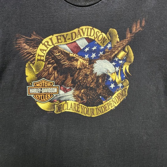 Harley Davidson Shirt Mens Large Black Declare Your Independence Eagle Iowa READ - Picture 6 of 12